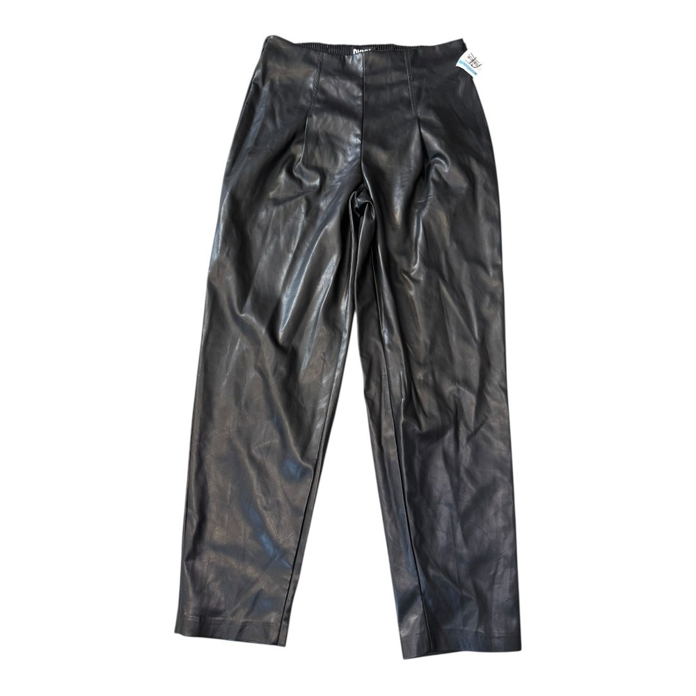 DKNY Womens‎ Faux Leather Pants Black Elastic Waist Jogger Style Size Small NWT